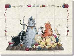 Jensen Cat Kitten Glass Tile Mural 24" x 18"