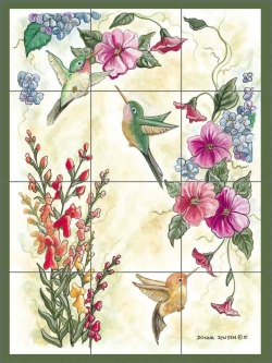 Hummingbirds by Donna Jensen Ceramic Tile Mural DJ023