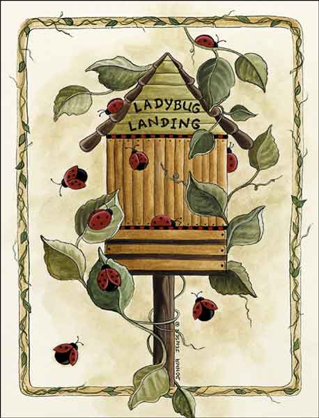 Ladybug Landing by Donna Jensen Ceramic Accent & Decor Tile - DJ024AT