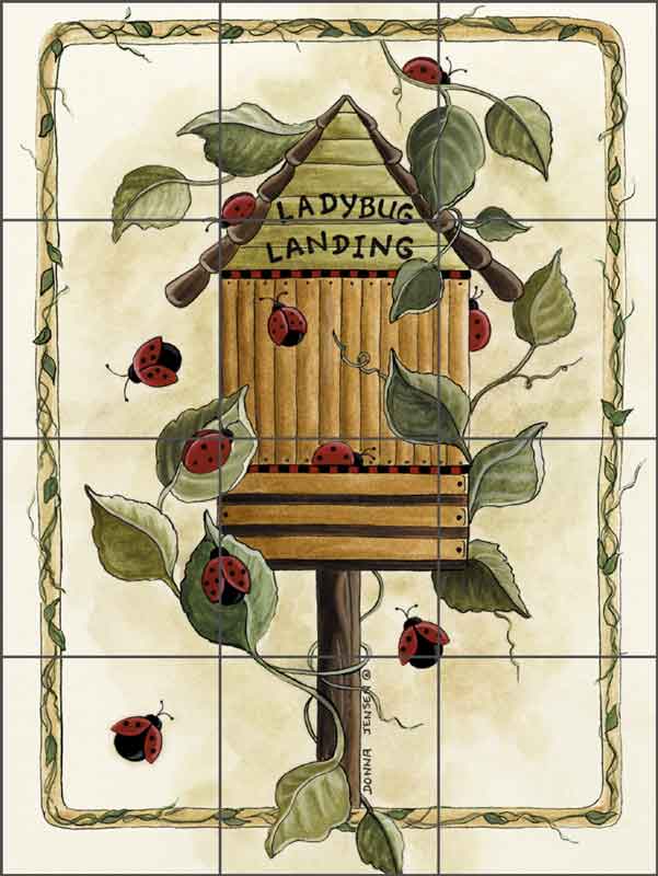 Ladybug Landing by Donna Jensen Ceramic Tile Mural DJ024