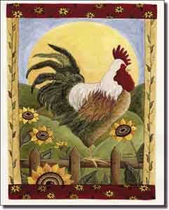 Jensen Rooster Art Ceramic Accent Tile 8" x 10" - DJ029AT