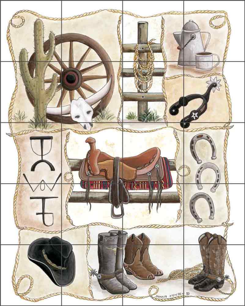 Saddle Up by Donna Jensen Ceramic Tile Mural DJ030