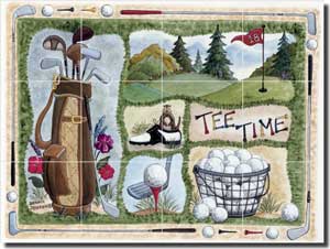 Jensen Golf Sports Ceramic Tile Mural 17" x 12.75" - DJ032