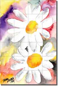 McCrea Daisy Floral Ceramic Tile Mural 17" x 25.5" - DMA001