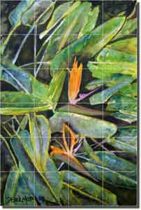 Bird of Paradise II by Derek McCrea -  Floral Ceramic Tile Mural 25.5" x 17"