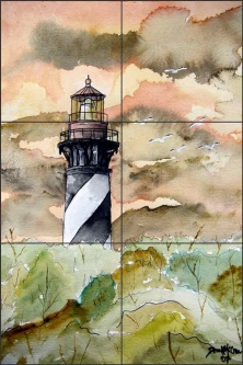 St. Augustine Lighthouse by Derek McCrea Ceramic Tile Mural DMA019