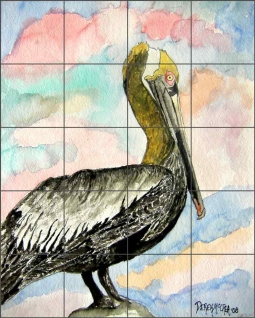Pelican II by Derek McCrea Ceramic Tile Mural DMA024