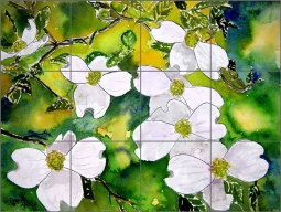 Dogwood Tree Flowers by Derek McCrea Ceramic Tile Mural DMA041