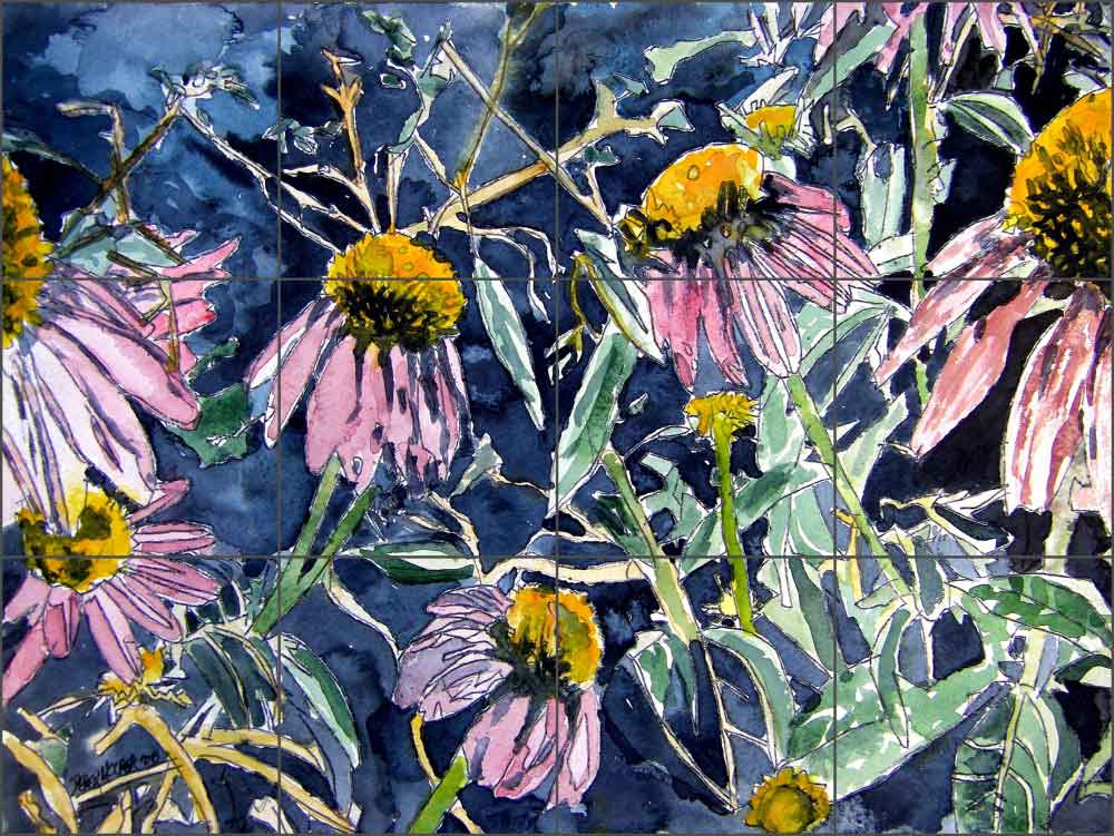 Echinacea by Derek McCrea Ceramic Tile Mural - DMA043