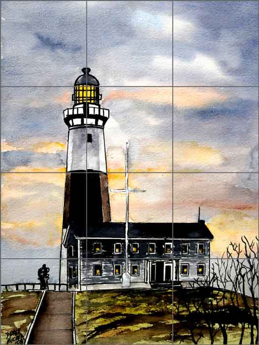 Montauk Point Lighthouse by Derek McCrea Ceramic Tile Mural DMA056