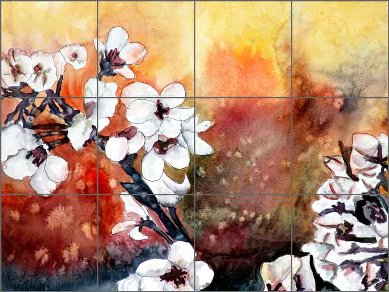 Modern Floral Art by Derek McCrea Ceramic Tile Mural DMA082