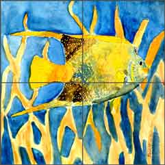 McCrea Undersea Fish Glass Tile Mural 12" x 12" - 6" - DMA084