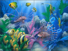 Lions of the Sea by David Miller Ceramic Tile Mural DMA2003