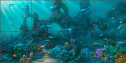 Dolphin Treasures by David Miller Ceramic Tile Mural DMA2004