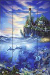 Miller Lighthouse Undersea Glass Tile Mural 24" x 36" - DMA2006