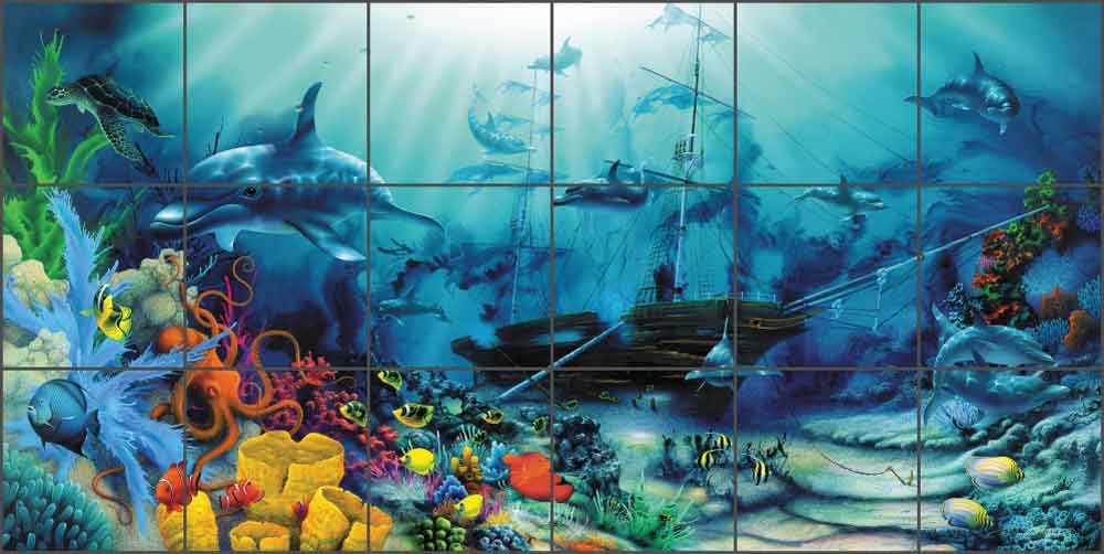 Ocean Treasures by David Miller Ceramic Tile Mural - DMA2018