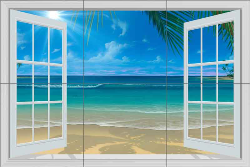 Paradise Beach II by David Miller Ceramic Tile Mural DMA2026