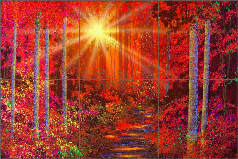 Crimson Forest by David Miller Ceramic Tile Mural DMA2031