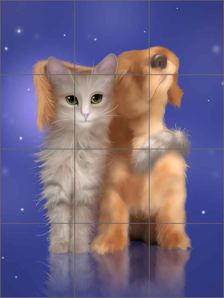 Puppy Love by David Miller Ceramic Tile Mural - DMA2043