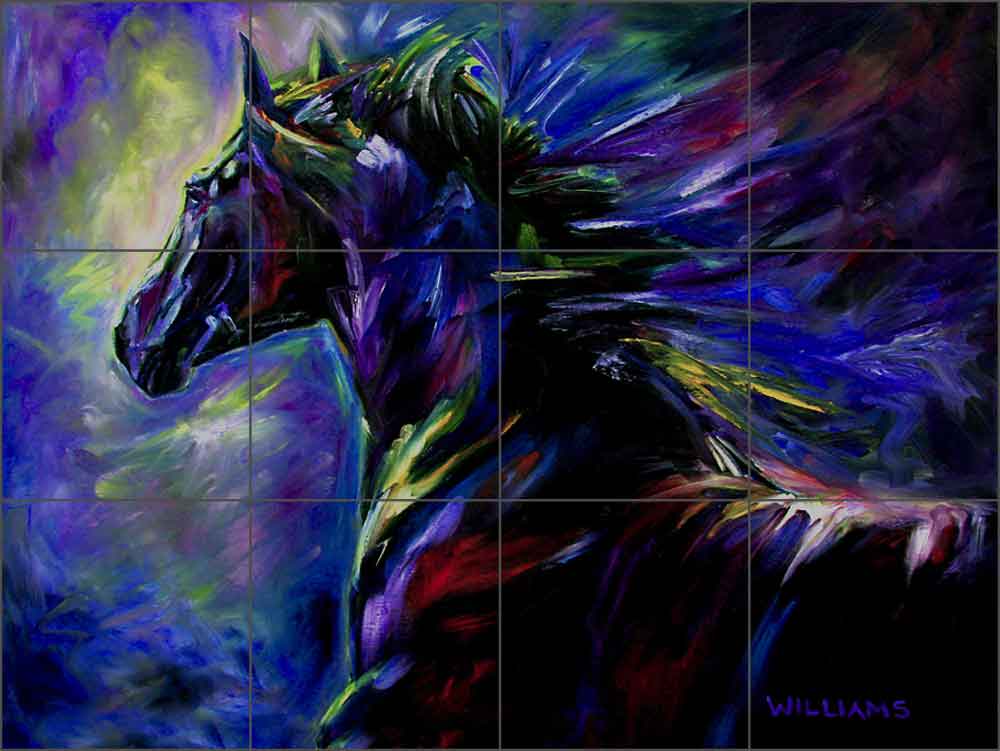 Black Horse by Diane Williams Ceramic Tile Mural - DWA004