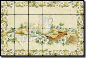 Broughton Lemons Lemonade Tumbled Marble Tile Mural 24" x 16" - EC-RB004