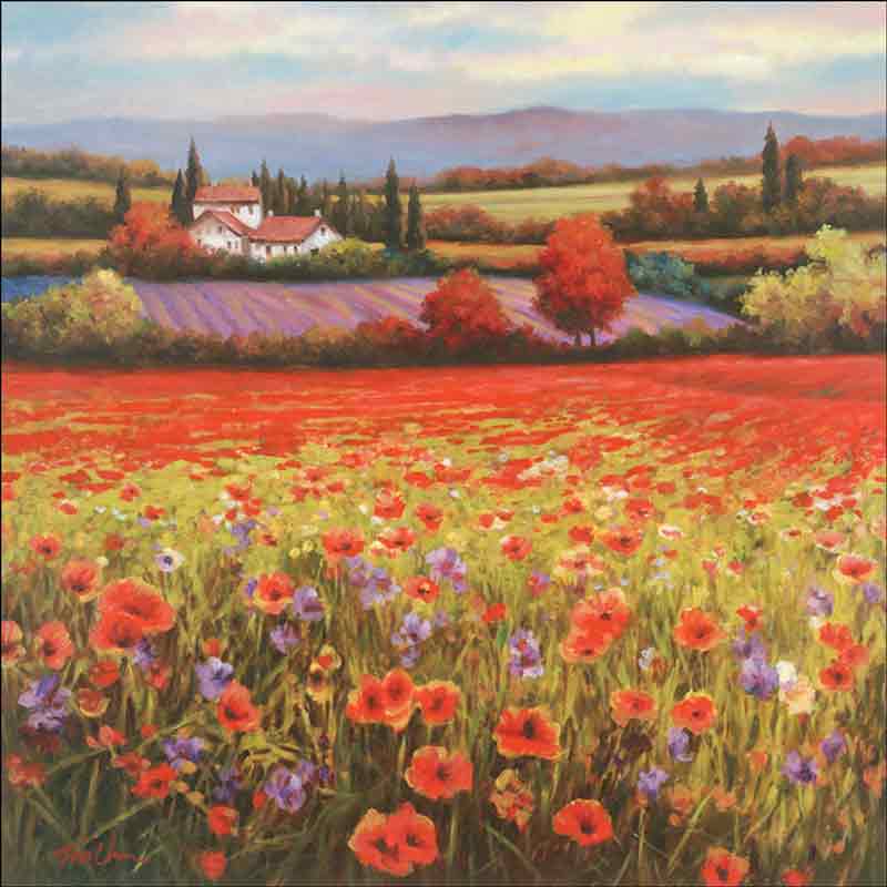 Poppy Pastures I by T. C. Chiu Ceramic Accent & Decor Tile - EC-TC002AT