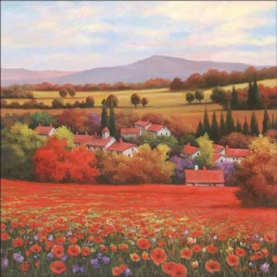 Poppy Pastures II by T. C. Chiu Ceramic Accent & Decor Tile - EC-TC003AT