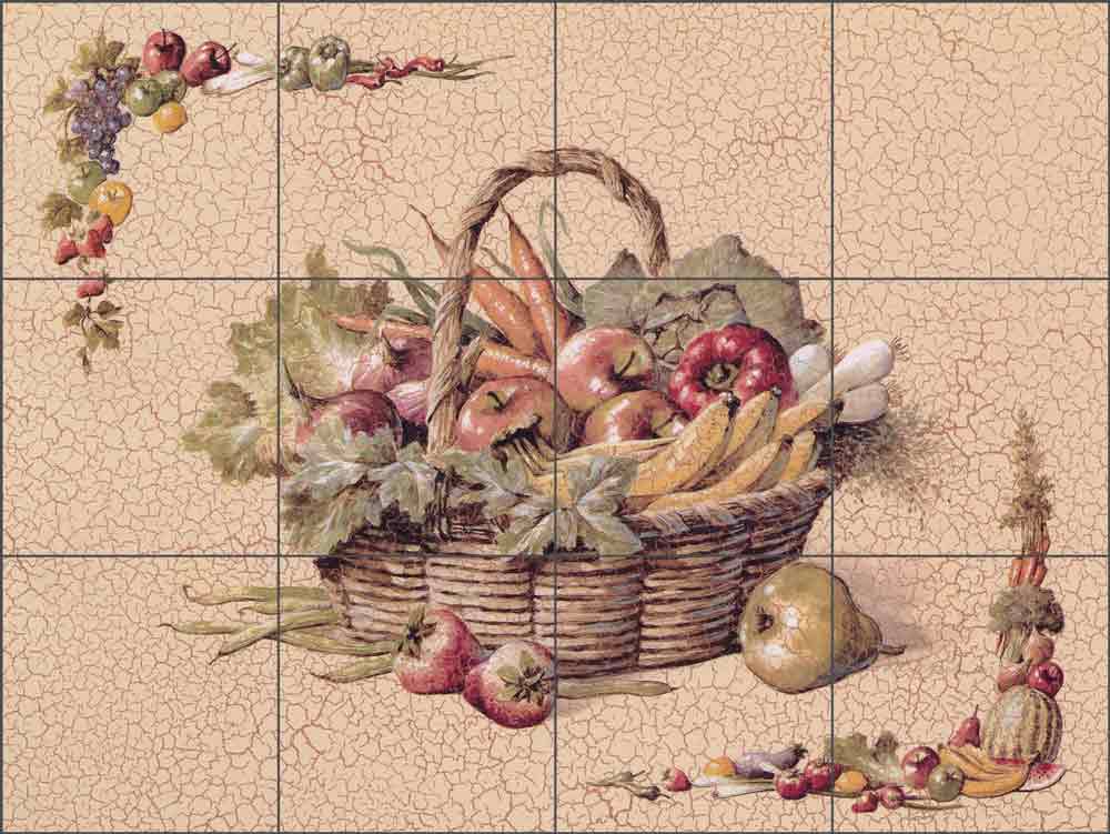Vegetable Basket by T. C. Chiu Ceramic Tile Mural EC-TC005