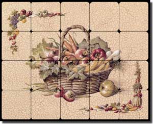 Chiu Vegetable Kitchen Tumbled Marble Tile Mural 20" x 16" - EC-TC005