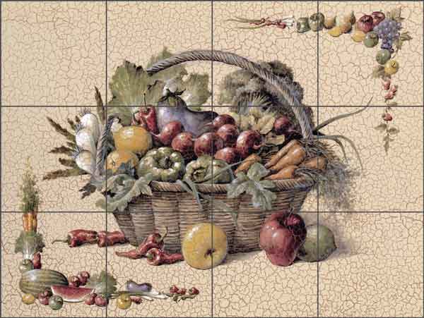 Chiu Vegetable Basket Ceramic Tile Mural EC-TC006