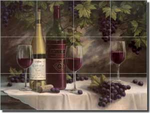 Chiu Wine Grape Glass Tile Mural 24" x 18" - EC-TC007