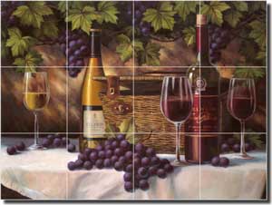 Chiu Wine Grape Glass Tile Mural 24" x 18" - EC-TC009