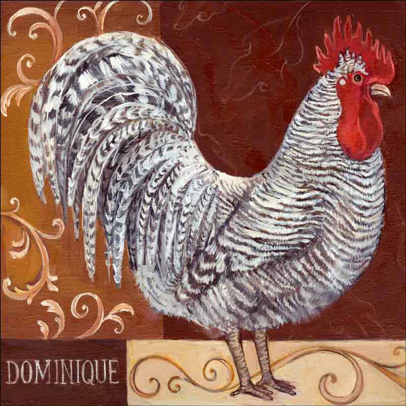 Rustic Rooster I by Theresa Kasun Ceramic Accent & Decor Tile EC-TK001AT
