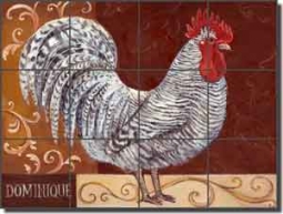 Kasun Dominique Rooster Ceramic Tile Mural 17" x 12.75" - EC-TK001