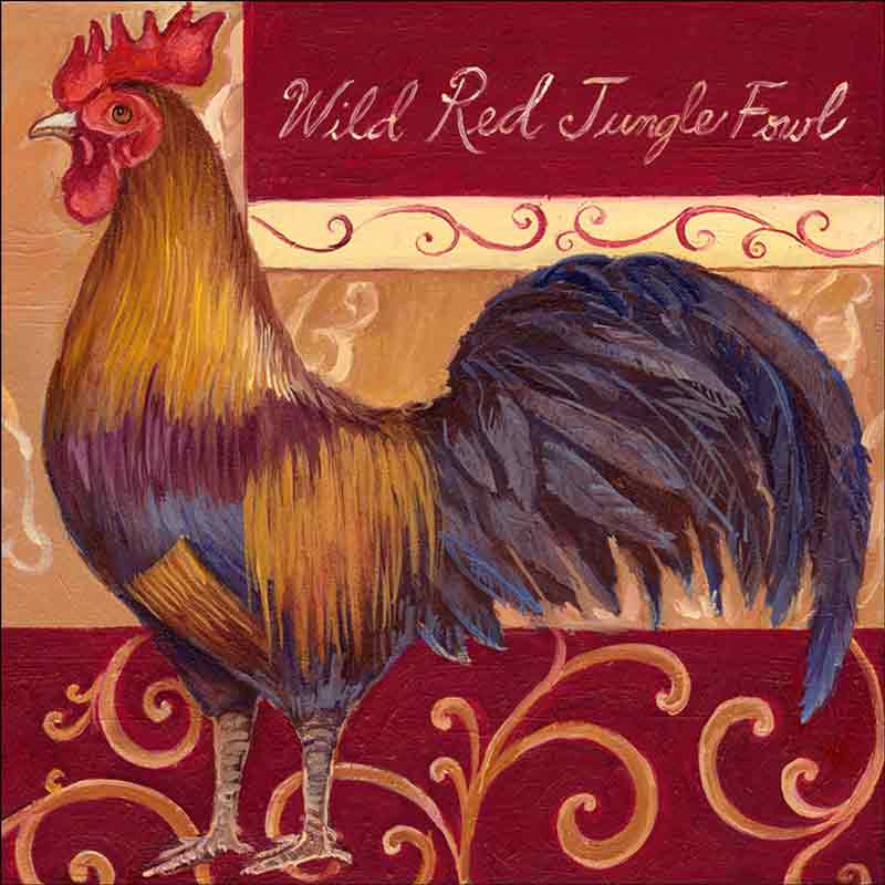 Rustic Rooster II by Theresa Kasun Ceramic Accent & Decor Tile EC-TK004AT