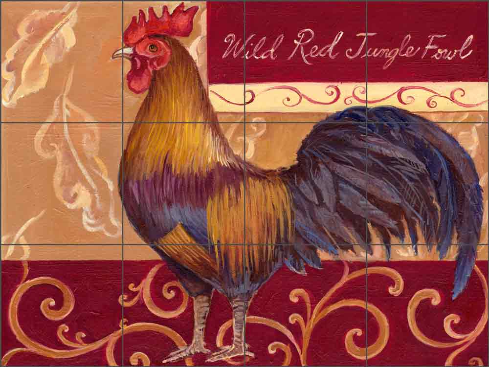 Rustic Rooster II by Theresa Kasun Ceramic Tile Mural EC-TK004