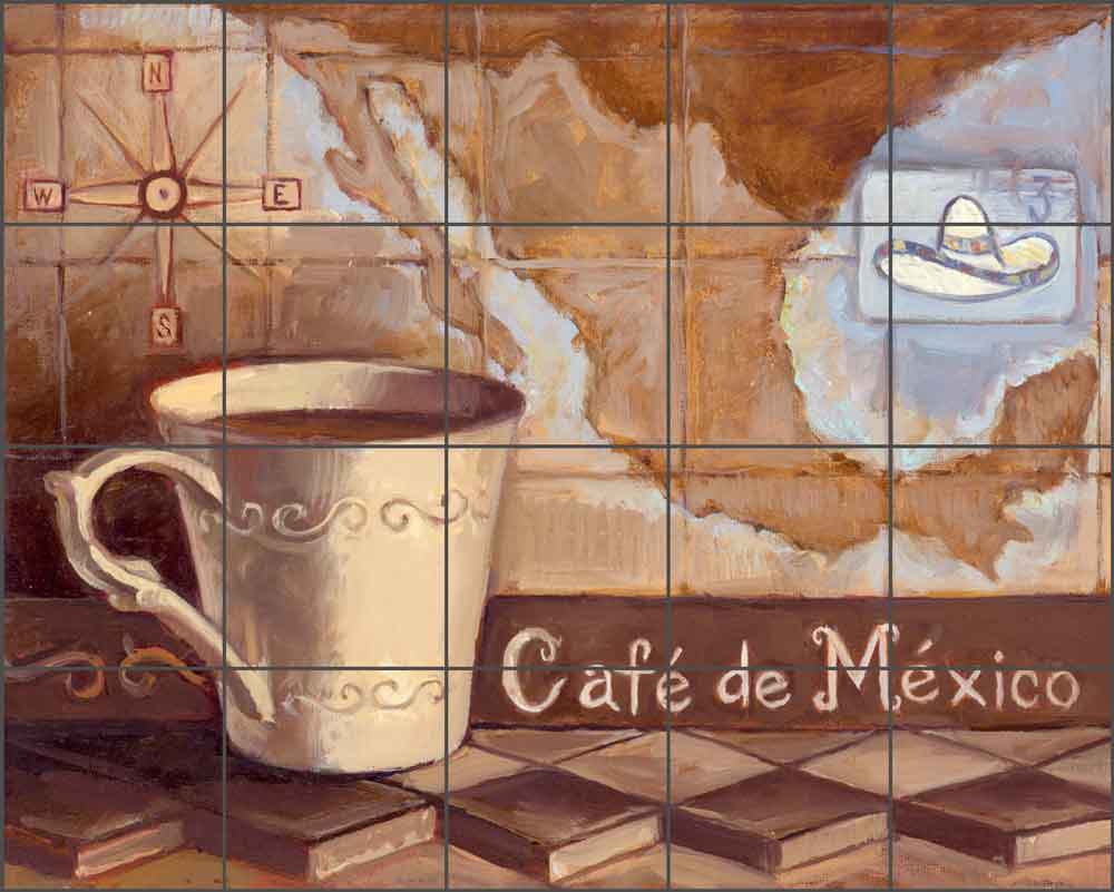 Cafe de Mexico by Theresa Kasun Ceramic Tile Mural - EC-TK005