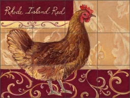 Rustic Rooster III by Theresa Kasun Ceramic Tile Mural EC-TK011