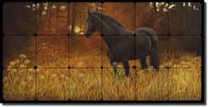 Ryan Horse Equine Tumbled Marble Tile Mural 24" x 12" - EWH-LMR001