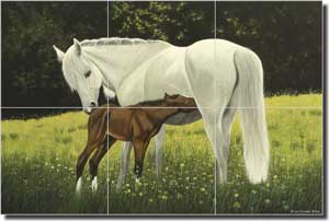 Ryan Horses Equine Ceramic Tile Mural 18" x 12" - EWH-LMR010