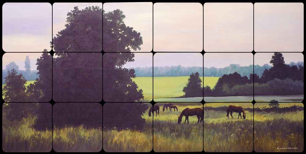 Pasture by Liz Mitten Ryan Tumbled Marble Tile Mural - EWH-LMR014