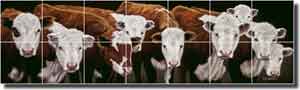 Ryan Western Cattle Ceramic Tile Mural 42" x 12" - EWH-LMR015