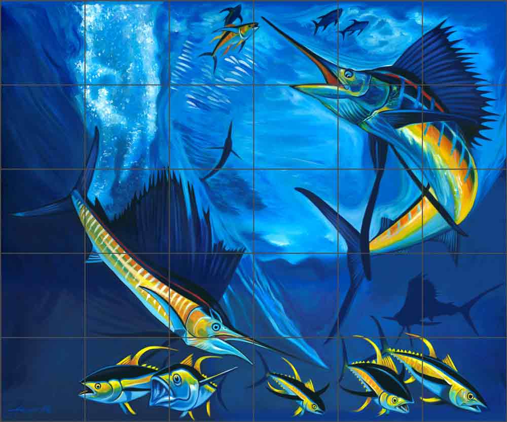 Chasing the Yellows by Fernando Agudelo Ceramic Tile Mural FAA016