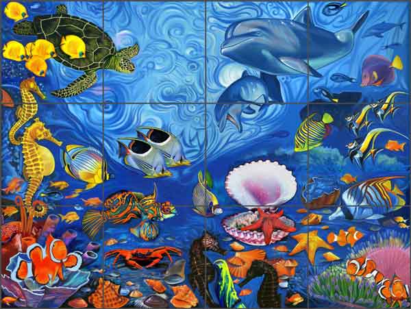 Wonders of the Sea by Fernando Agudelo Ceramic Tile Mural - FAA021
