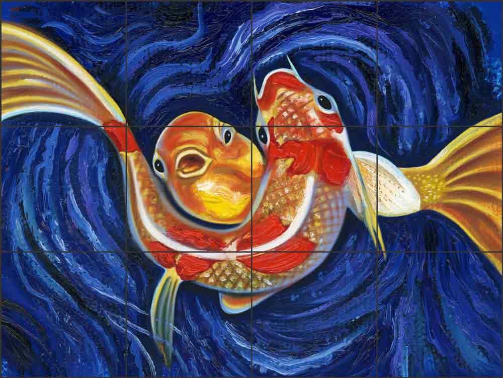 Koi by Fernando Agudelo Ceramic Tile Mural FAA033