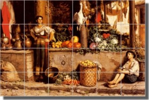 UnMarche Aux Legumes by Frans Meerts - Old World Vegetables Ceramic Tile Mural 18" x 24" Kitchen Sho