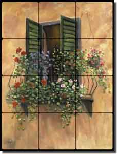 Martinelli Tuscan Balcony Tumbled Marble Tile Mural 18" x 24" - FMA004