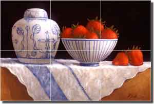 Poole Fruit Strawberry Glass Tile Mural 18" x 12" - FPA005-2