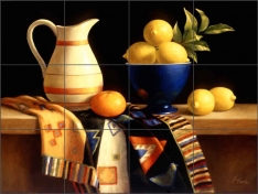 Lemons by Frances Poole Ceramic Tile Mural FPA006