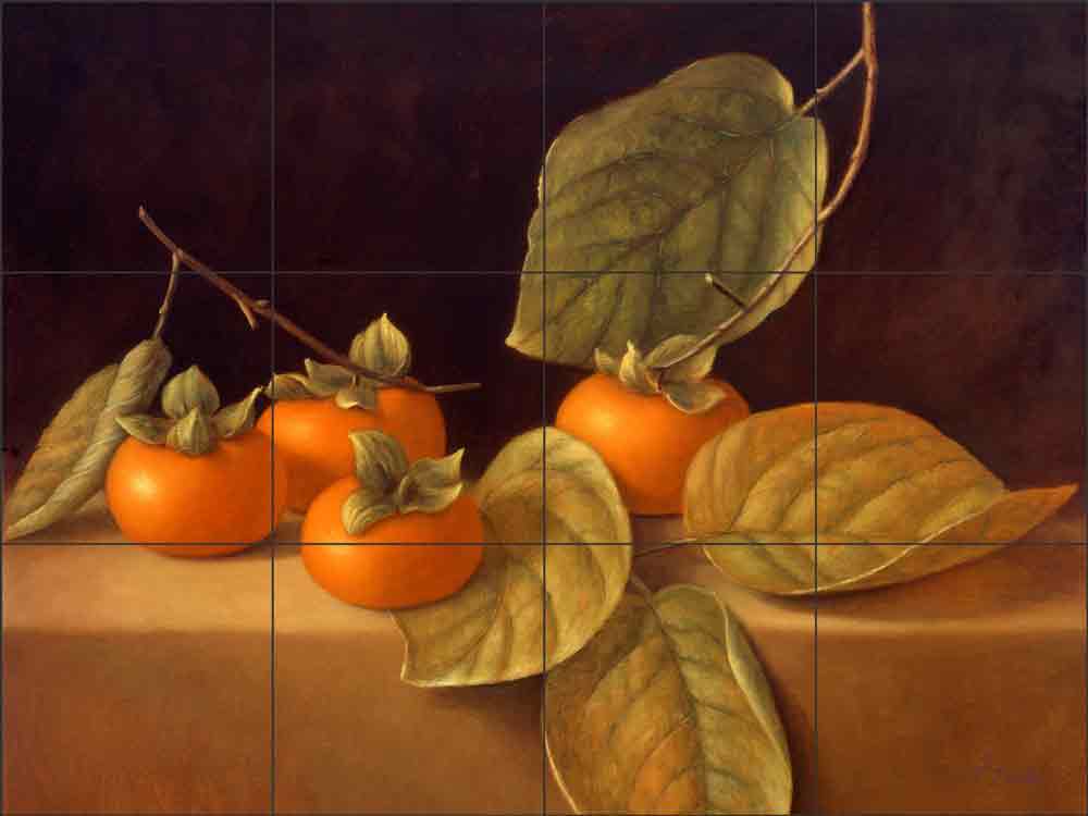 Persimmons by Frances Poole Ceramic Tile Mural FPA024